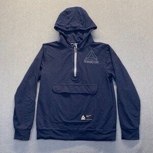 Reebok Youth Large Hoodie 10/12 Navy Blue Pullover Athletic Wear Sweatshirt